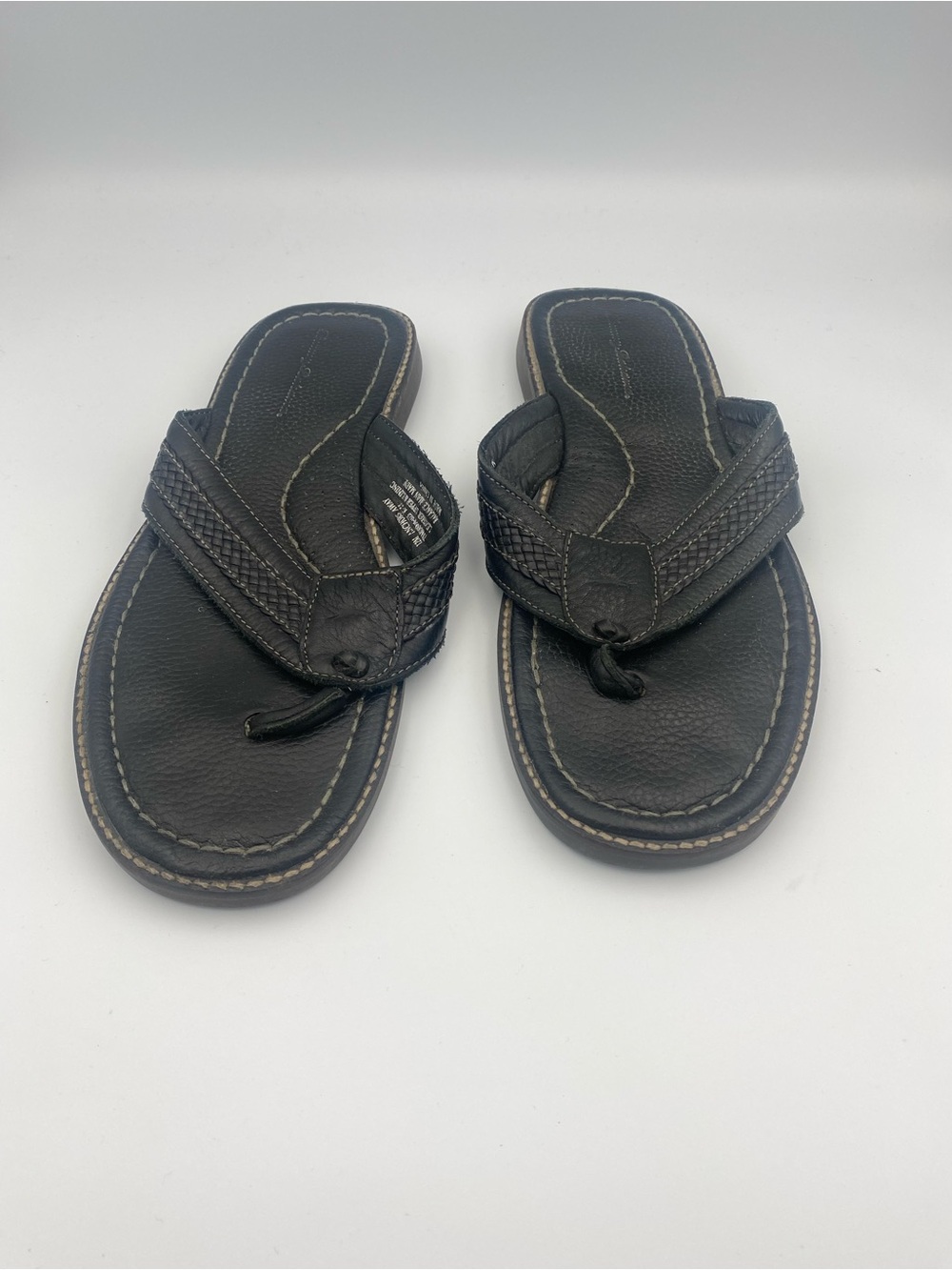 Tommy Bahama Black Leather Flip-Flops